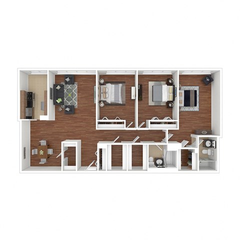 Floor plan for 3 beds, 2 baths, 1340 sqft